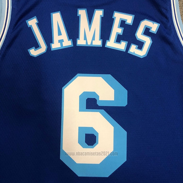 Camiseta Los Angeles Lakers LeBron James #6 Hardwood Classic 2021-2022 Azul